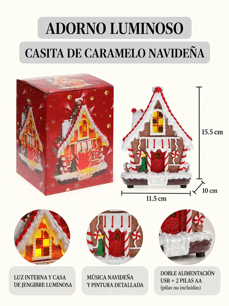 ADORNO NAVIDEÑO CASA DE JENGIBRE C/U 7