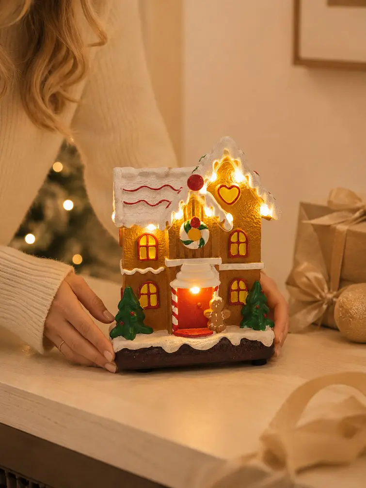 ADORNO NAVIDEÑO CASA DE JENGIBRE C/U 6