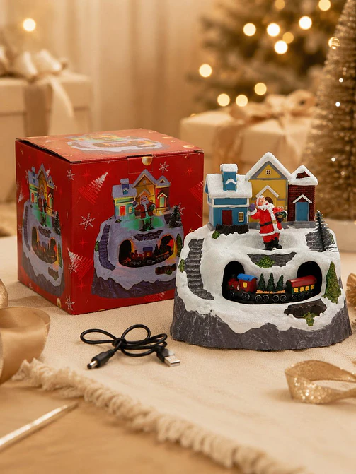 ADORNO NAVIDEÑO PUEBLO Y TREN C/U 1