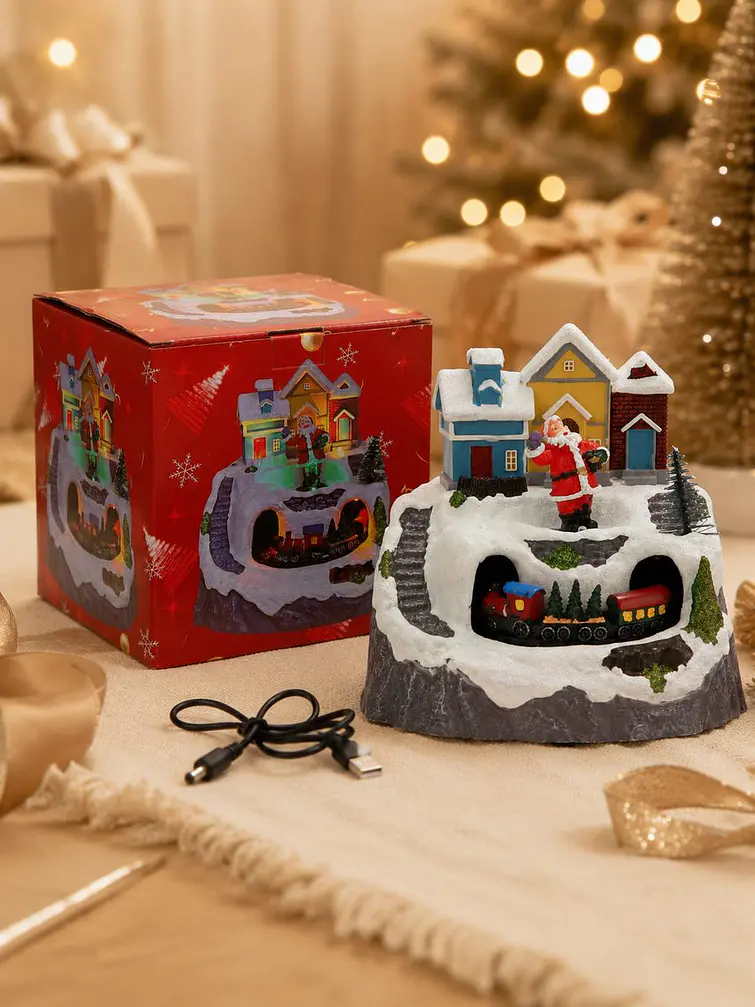 ADORNO NAVIDEÑO PUEBLO Y TREN C/U 1