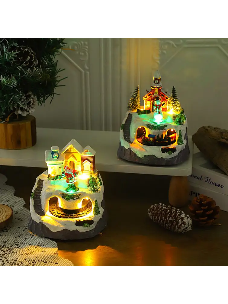 ADORNO NAVIDEÑO PUEBLO Y TREN C/U 6