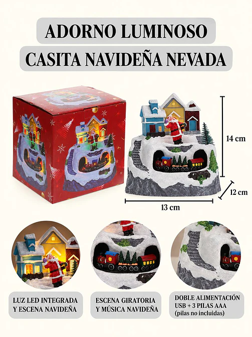 ADORNO NAVIDEÑO PUEBLO Y TREN C/U 8