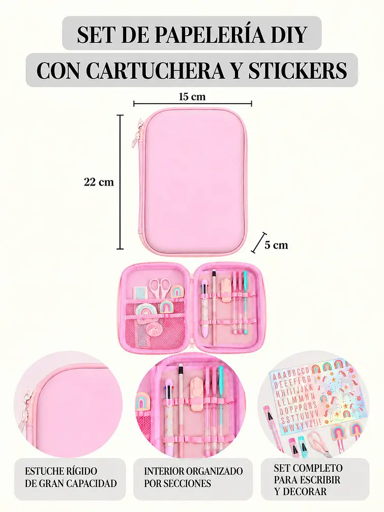 CARTUCHERA CON UTILES C/U 5