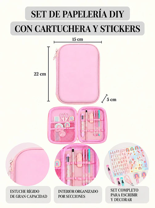 CARTUCHERA CON UTILES C/U 8