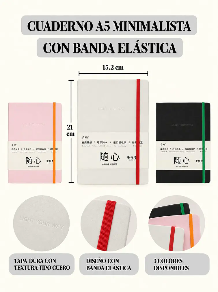 CUADERNO CON ELASTICO A5 C/U 7