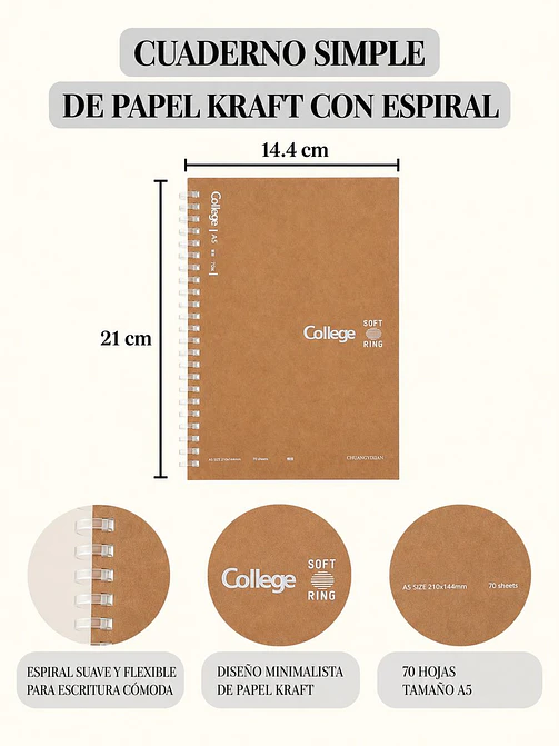 CUADERNO CON HOJAS RAYADAS A5 C/U 7