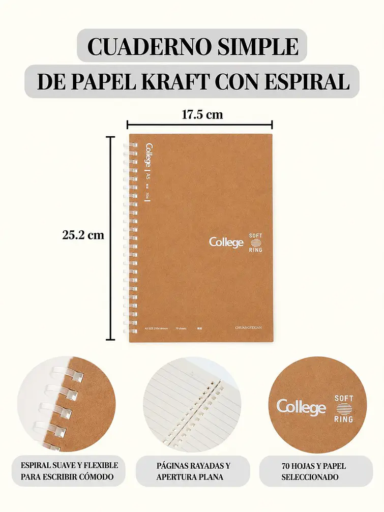 CUADERNO CON HOJAS LISAS B5 C/U 8