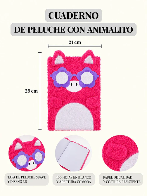 CUADERNO DE PELUCHE CERDITO A4 C/U 6