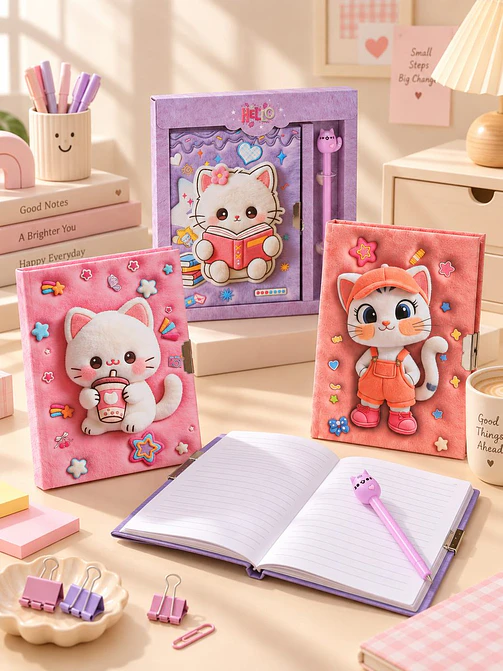 SET DE DIARIO INTIMO GATO C/U 5