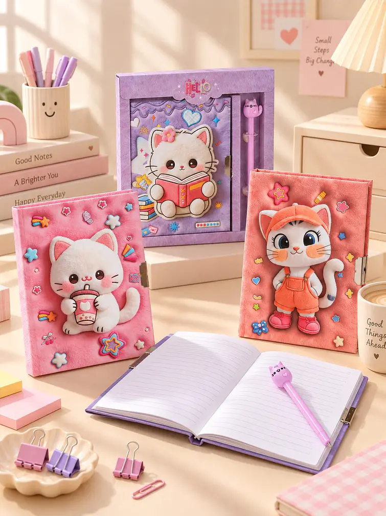 SET DE DIARIO INTIMO GATO C/U 5