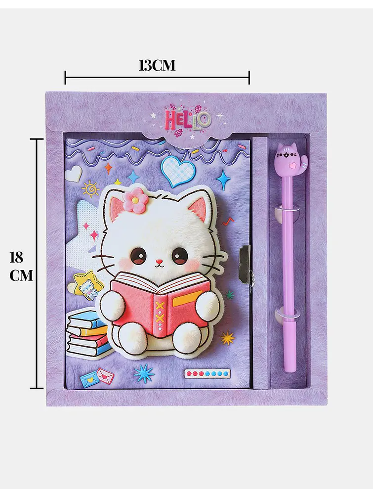 SET DE DIARIO INTIMO GATO C/U 6