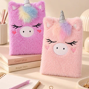 CUADERNO DE PELUCHE UNICORNIO A5 C/U