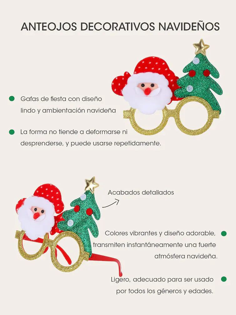 ANTEOJOS NAVIDEÑOS C/U 5