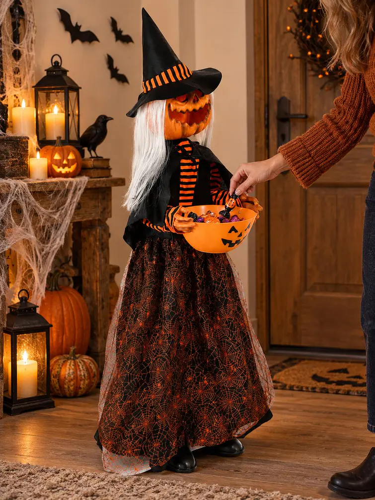 ADORNO BRUJA CALABAZA C/U 5