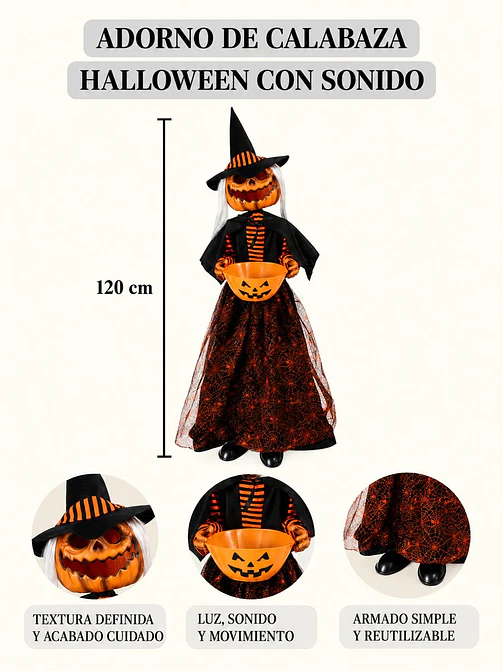 ADORNO BRUJA CALABAZA C/U 7