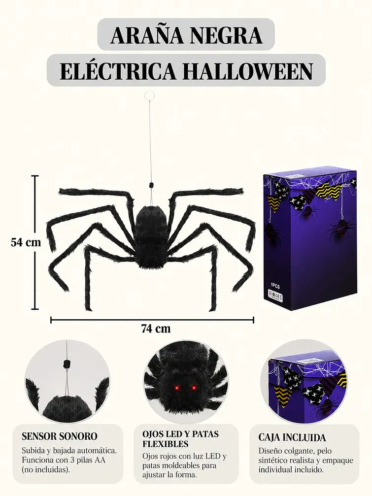 ADORNO DE HALLOWEEN ARAÑA C/U 8