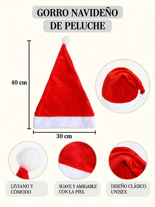 GORRO PAPA NOEL C/U 5