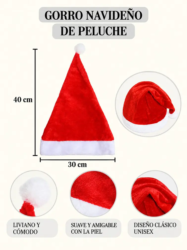 GORRO PAPA NOEL C/U 5