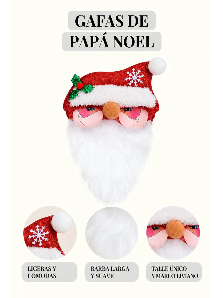 ANTEOJOS PAPA NOEL CON BARBA C/U 6