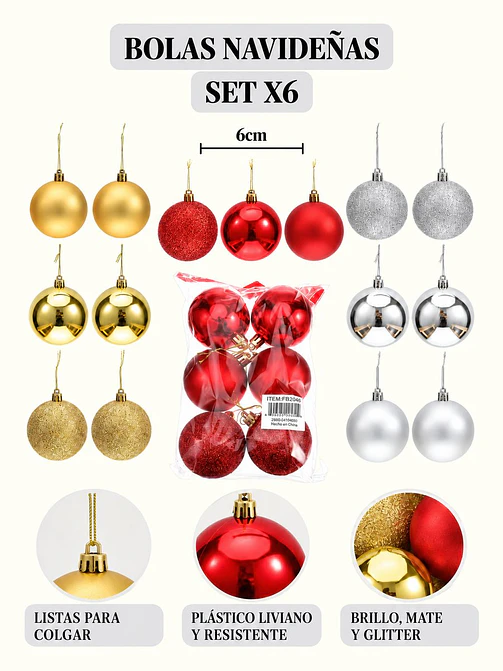 BOLA DE NAVIDAD PCS*6 8
