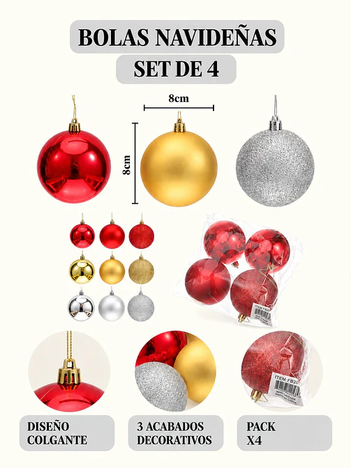 BOLA DE NAVIDAD PCS*4 8
