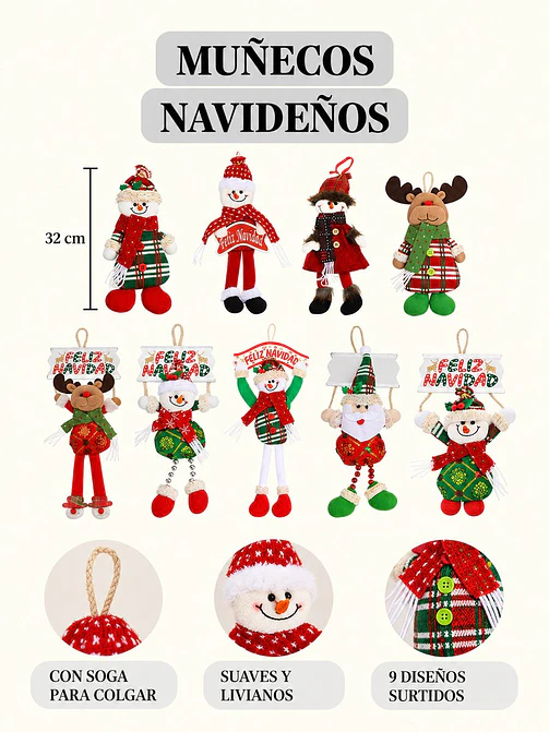 ADORNO NAVIDEÑO COLGANTE C/U 8