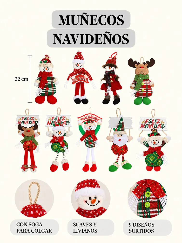 ADORNO NAVIDEÑO COLGANTE C/U 8