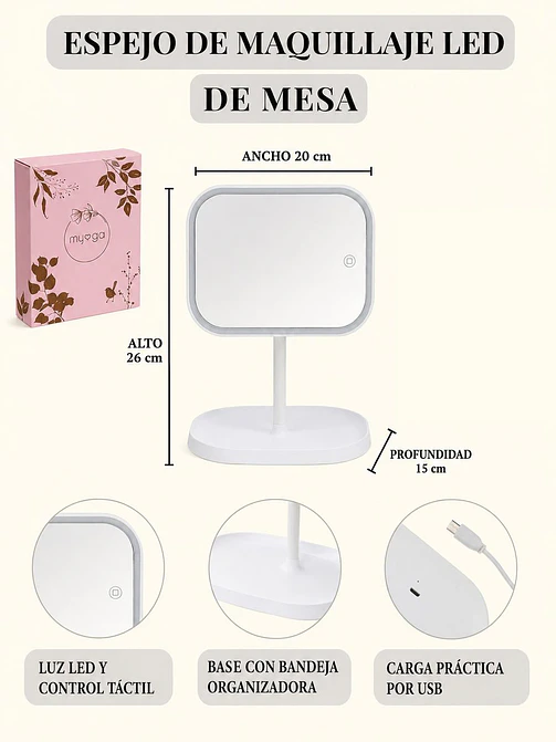 ESPEJO DE MAQUILLAJE LED C/U 7