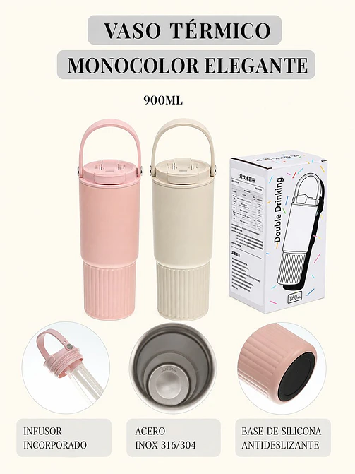 VASO TERMICO CON MANIJA 900 ML C/U 7