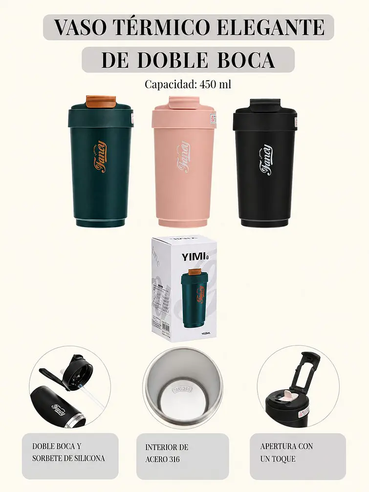 VASO TERMICO 450ML C/U 8