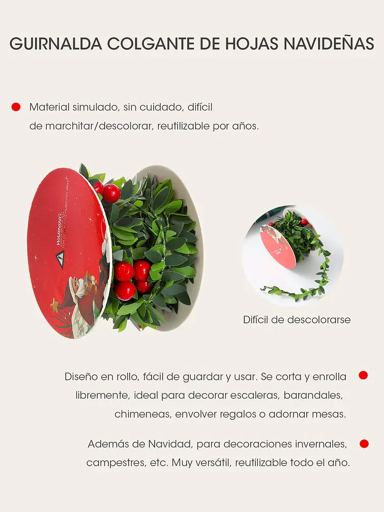 GUIRNALDA DE HOJAS Y FRUTOS ROJOS C/U 4