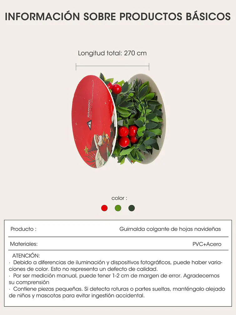 GUIRNALDA DE HOJAS Y FRUTOS ROJOS C/U 5