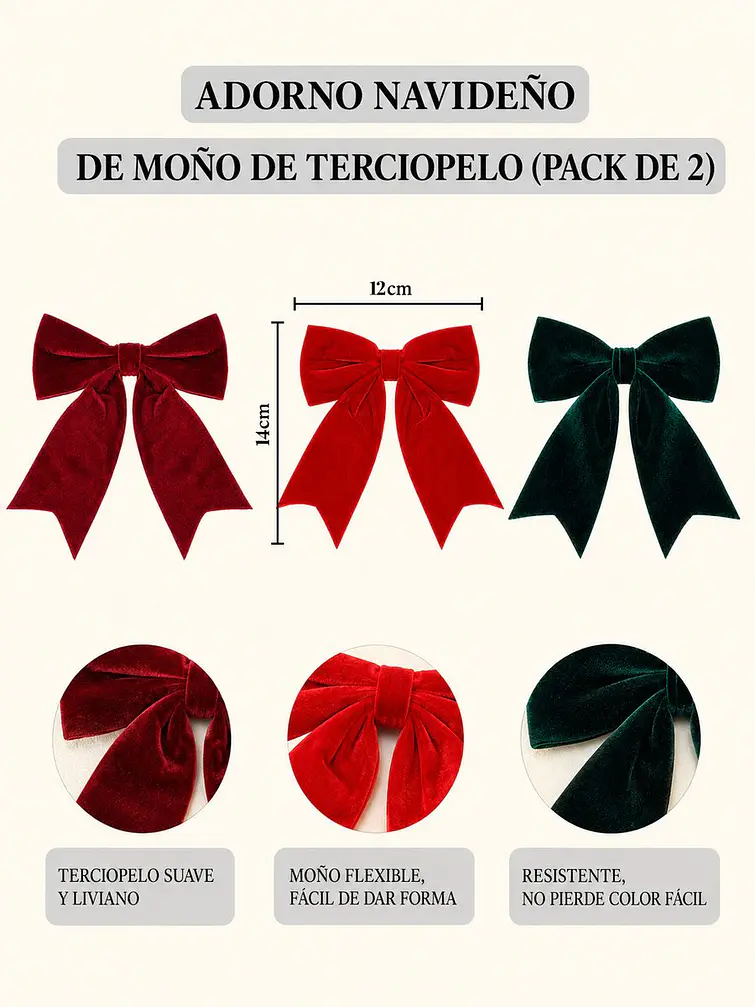 MOÑO DECORATIVO NAVIDEÑO PCS*2 7