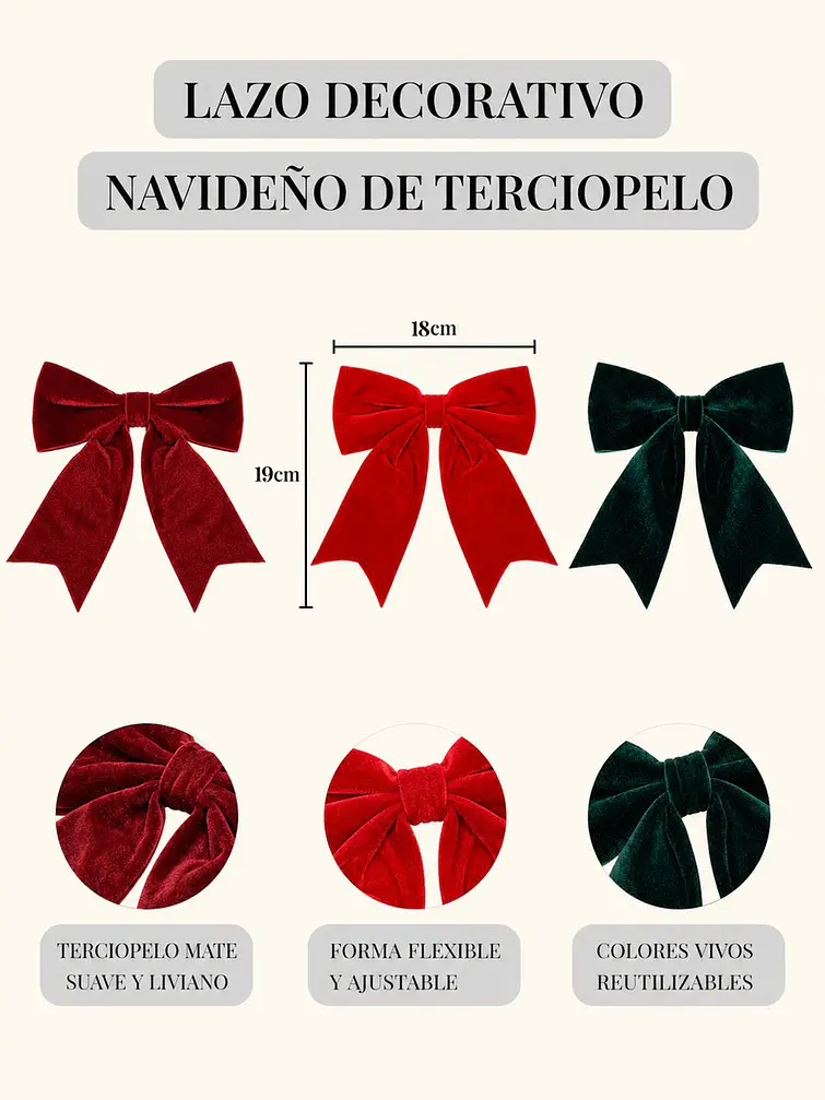 MOÑO DECORATIVO NAVIDEÑO C/U 7