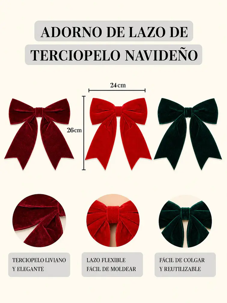 MOÑO DECORATIVO NAVIDEÑO C/U 7