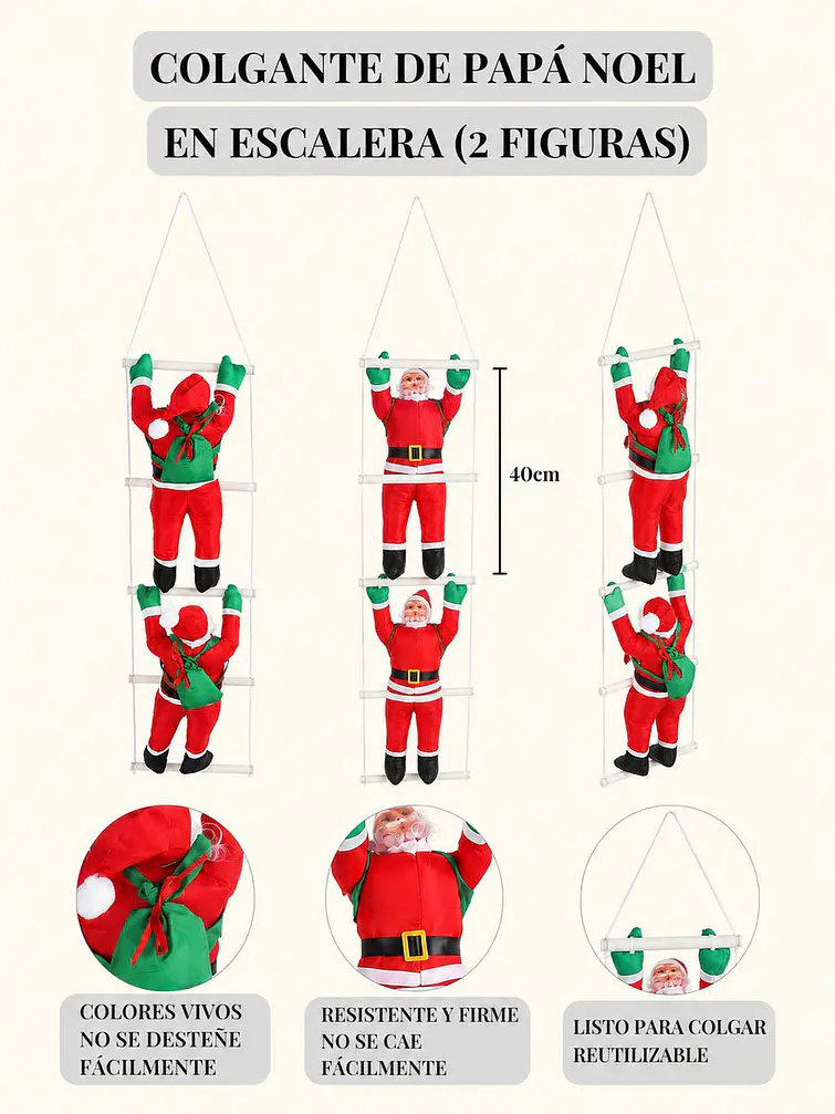 SET DE ADORNOS PAPA NOEL 40 CM PCS*2 6
