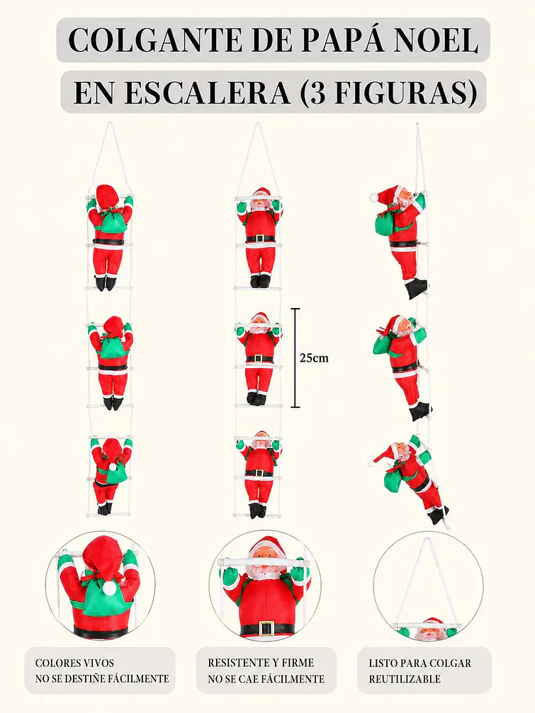 SET DE ADORNOS PAPA NOEL 25 CM PCS*3 7