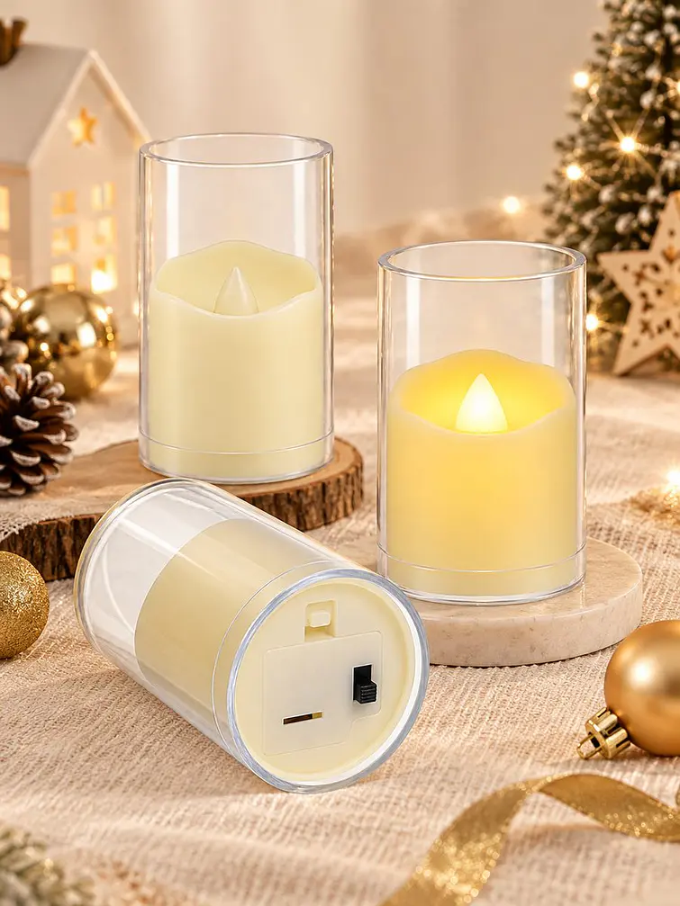 VELA LED CON VASO 6 CM 1