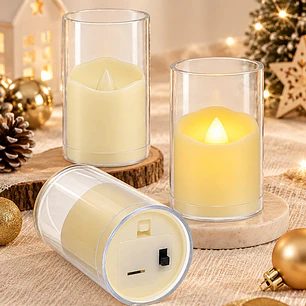 VELA LED CON VASO 6 CM