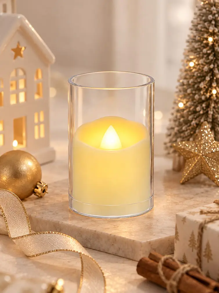 VELA LED CON VASO 6 CM 4