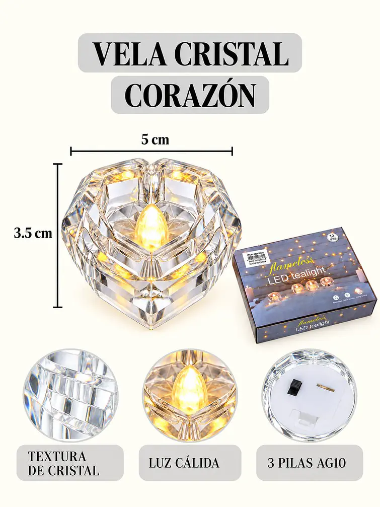 VELA LED DECORATIVA CORAZON 7