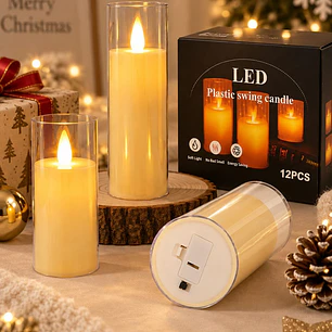 VELA LED CON VASO 15 CM