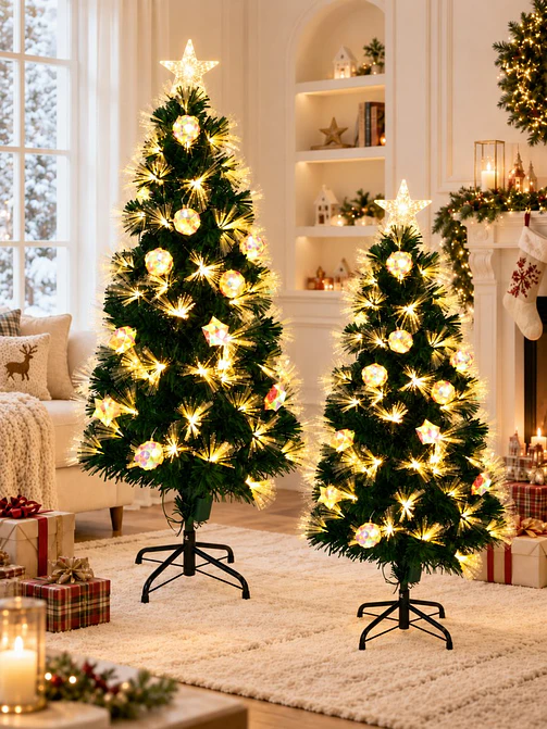 ARBOL CON LUCES Y ADORNOS IRIDISCENTES 1.8 M 1
