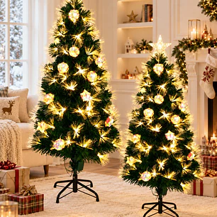 ARBOL CON LUCES Y ADORNOS IRIDISCENTES 1.8 M