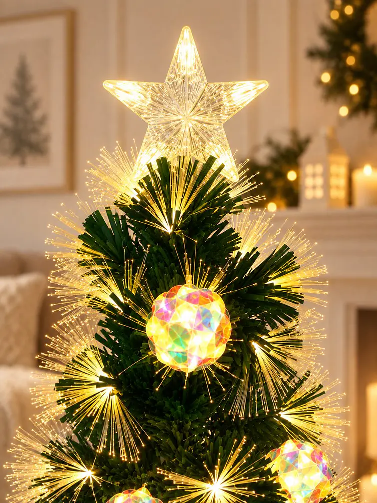 ARBOL CON LUCES Y ADORNOS IRIDISCENTES 1.8 M 3