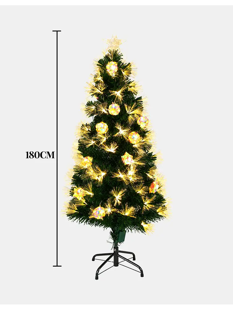 ARBOL CON LUCES Y ADORNOS IRIDISCENTES 1.8 M 8