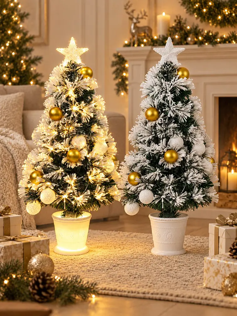 ARBOL NEVADO CON LUCES Y MACETA 90 CM 1