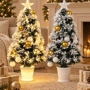 ARBOL NEVADO CON LUCES Y MACETA 90 CM