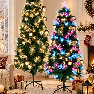 ARBOL NAVIDEÑO CON LUCES Y FAROLES 1.5 M