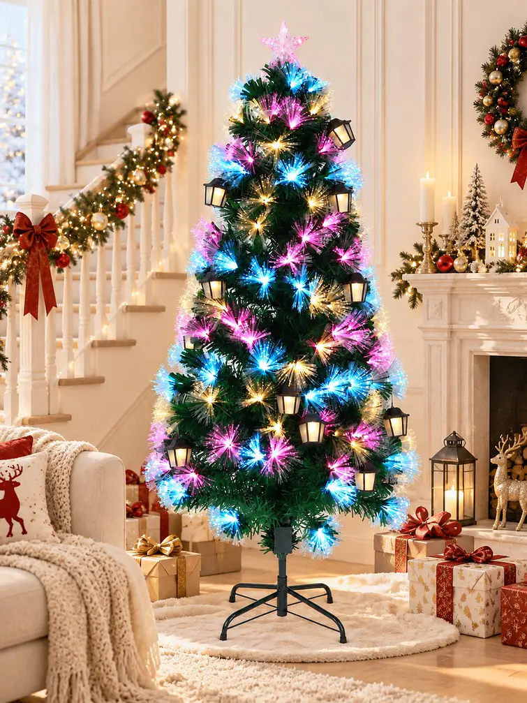 ARBOL NAVIDEÑO CON LUCES Y FAROLES 1.5 M 3